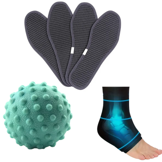 FREE  Relief Bundle (Comfort Bamboo Insoles,  Foot And Ankle Ice Wrap , Foot Massaging Ball)